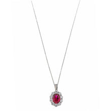 تحميل الصورة إلى عارض المعرض، NECKLACE SILVER 925 RHODIUM OVAL RUBY AROUND
