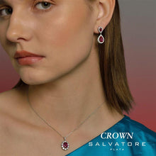 تحميل الصورة إلى عارض المعرض، NECKLACE SILVER 925 RHODIUM OVAL RUBY AROUND
