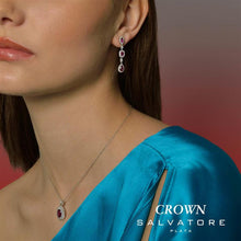 تحميل الصورة إلى عارض المعرض، NECKLACE SILVER 925 RHODIUM OVAL RUBY AROUND
