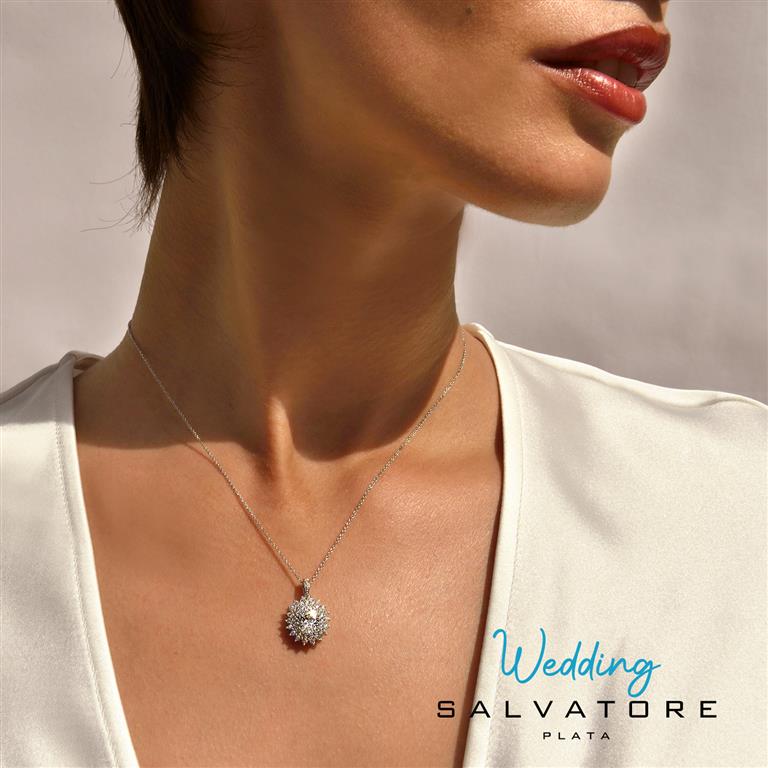 NECKLACE SILVER 925 RHODIUM CZ WHITE BRILLANT