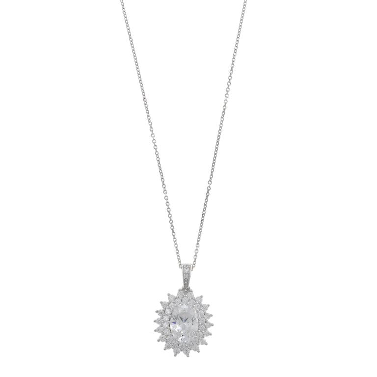 NECKLACE SILVER 925 RHODIUM CZ WHITE BRILLANT