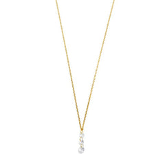 NECKLACE SILVER 925 PLATED GOLD THREE CZ