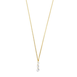 NECKLACE SILVER 925 PLATED GOLD THREE CZ