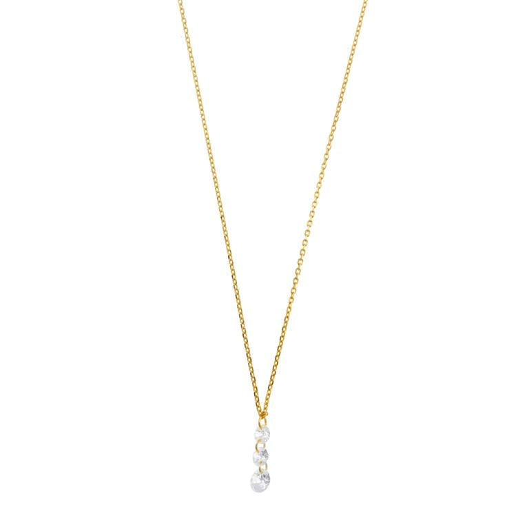 NECKLACE SILVER 925 PLATED GOLD THREE CZ