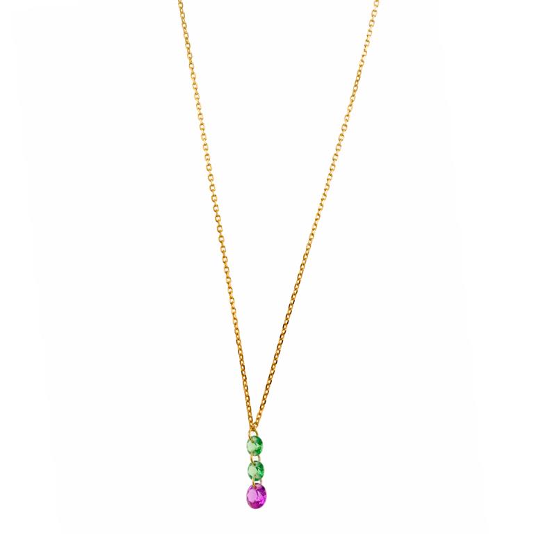 NECKLACE SILVER 925 PLATED GOLD CZ TWO