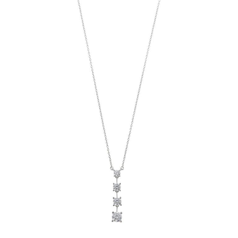 NECKLACE SILVER 925 RHODIUM STRIP FOUR CZ