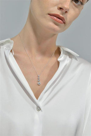 NECKLACE SILVER 925 RHODIUM STRIP FOUR CZ
