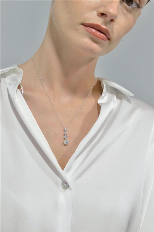 NECKLACE SILVER 925 RHODIUM STRIP FOUR CZ
