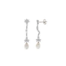 Load image into Gallery viewer, EARRING SILVER 925 RHODIUM FILIGREE CZ WHITE
