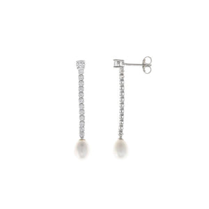 EARRING SILVER 925 RHODIUM STRIP CZ WHITE