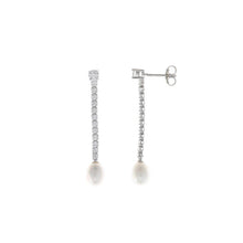 Load image into Gallery viewer, EARRING SILVER 925 RHODIUM STRIP CZ WHITE
