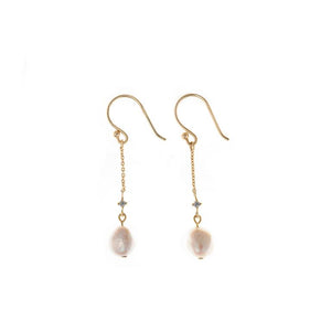 EARRING SILVER PLATED GOLD FRESH WATER PEARL