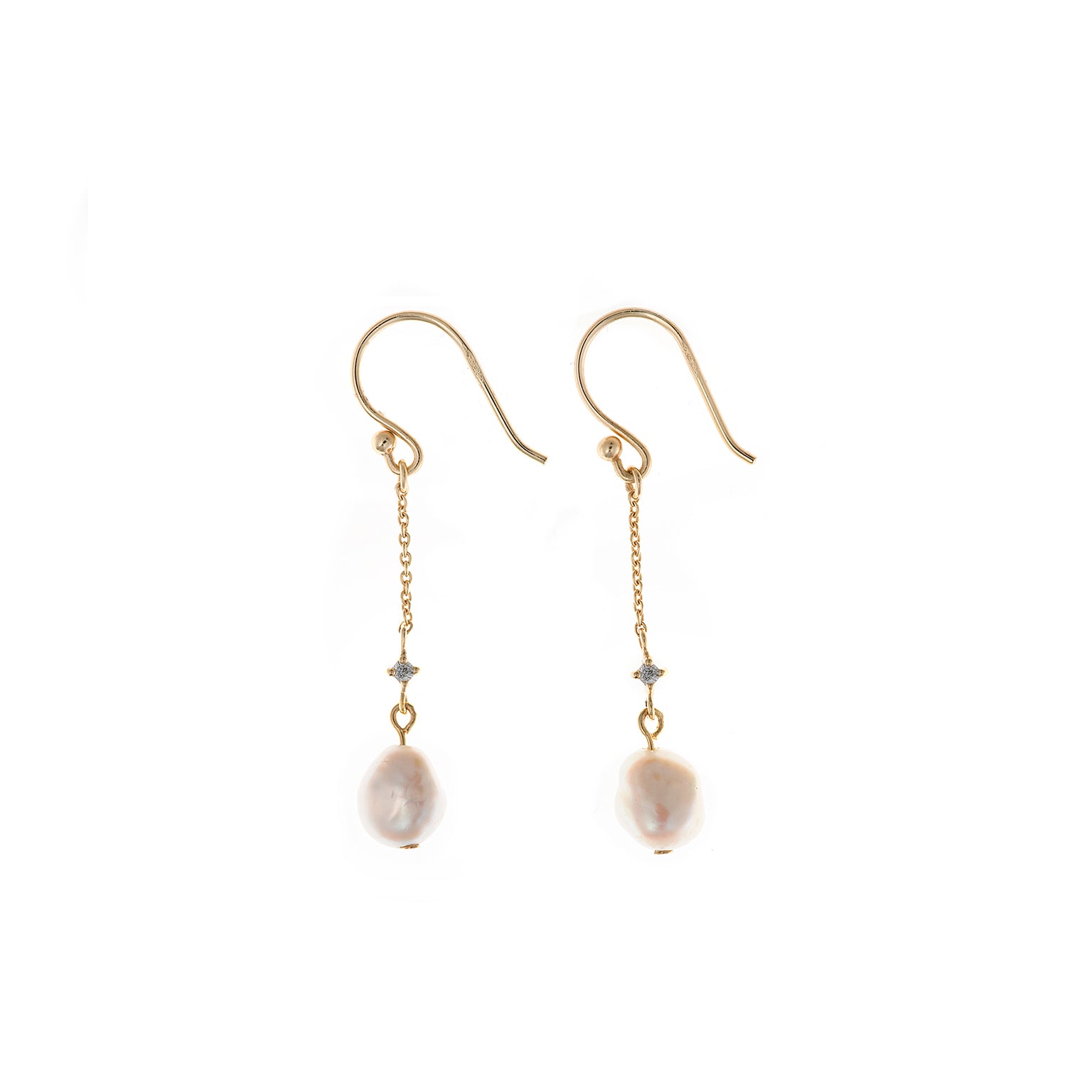 EARRING SILVER PLATED GOLD FRESH WATER PEARL