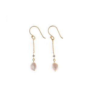 EARRING SILVER PLATED GOLD FRESH WATER PEARL