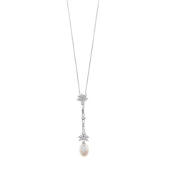 NECKLACE SILVER 925 RHODIUM FILIGREE CZ WHITE