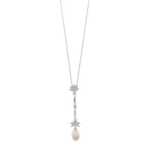 NECKLACE SILVER 925 RHODIUM FILIGREE CZ WHITE