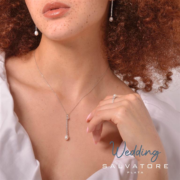 NECKLACE SILVER 925 RHODIUM STRIP CZ WHITE