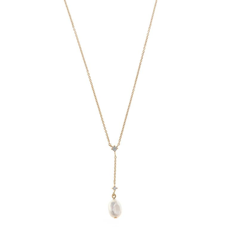 NECKLACE SILVER 925 PLATED GOLD FRESH WATER