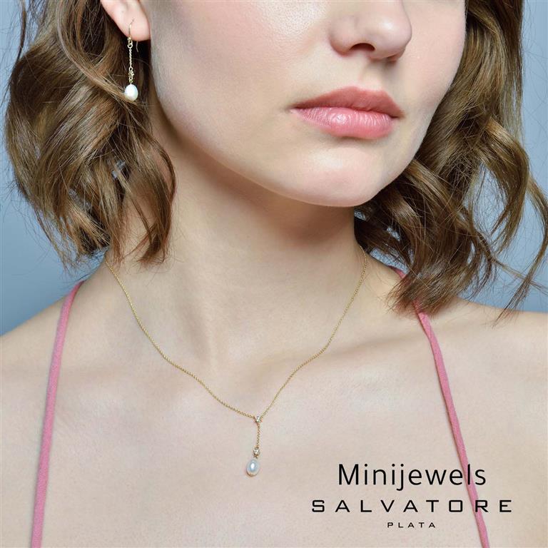 NECKLACE SILVER 925 PLATED GOLD FRESH WATER