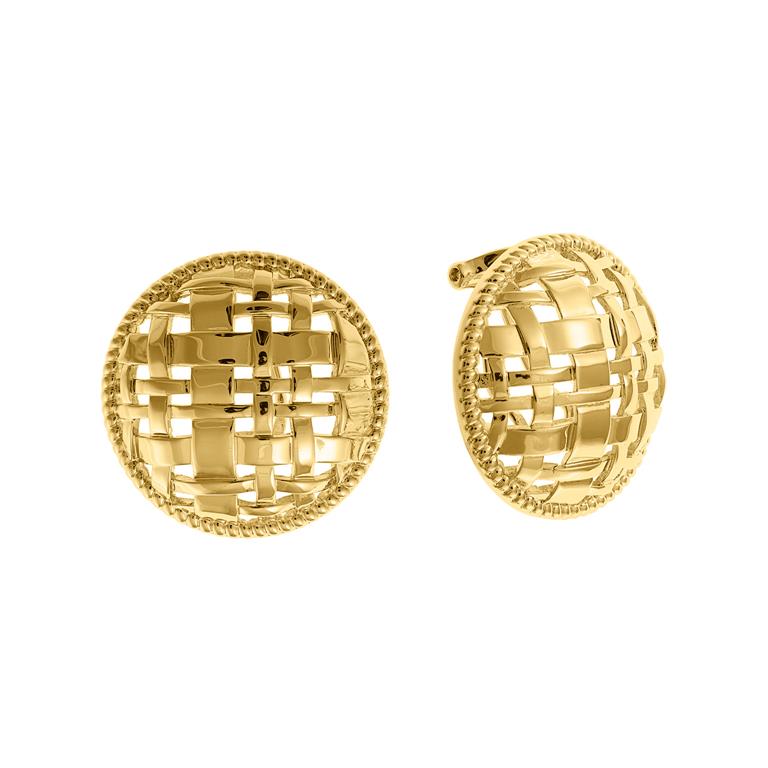 EARRING SILVER 925 PLATED GOLD CIRCLE SQUARES MADRAS