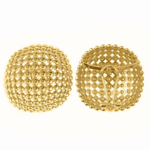 EARRING METAL PLATED GOLD CIRCLE BALLS LOCK