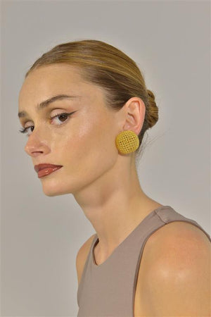 EARRING METAL PLATED GOLD CIRCLE BALLS LOCK