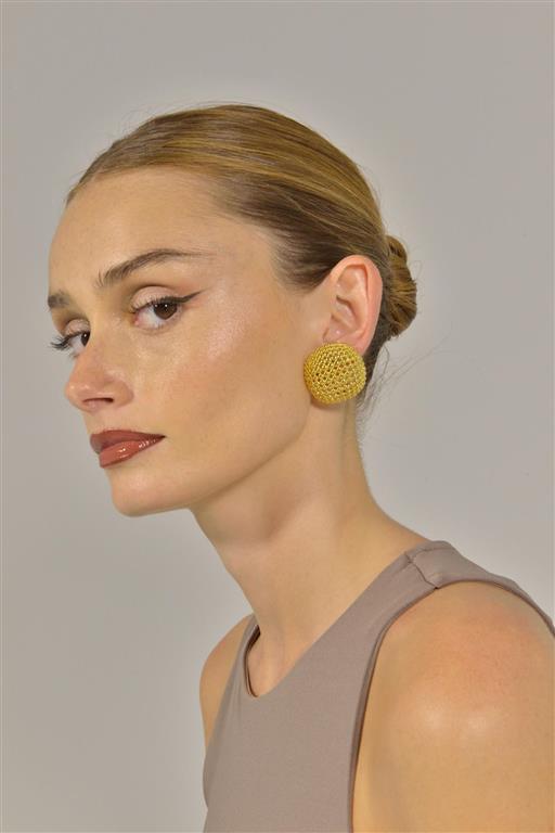EARRING METAL PLATED GOLD CIRCLE BALLS LOCK