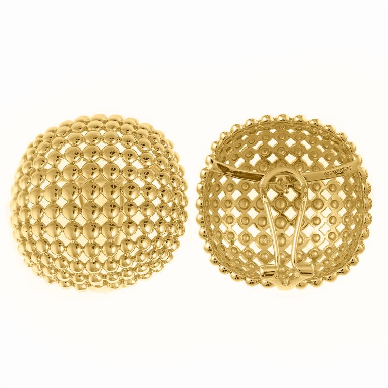 EARRING METAL PLATED GOLD CIRCLE BALLS LOCK