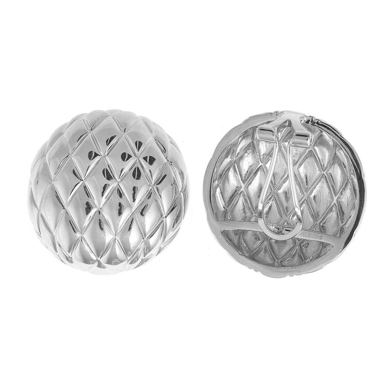 EARRING METAL RHODIUM CIRCLE TO RHOMBUS LOCK