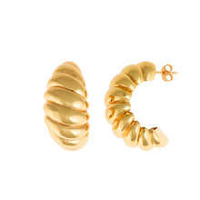 تحميل الصورة إلى عارض المعرض، EARRING METAL PLATED GOLD RING OPEN RIBBED
