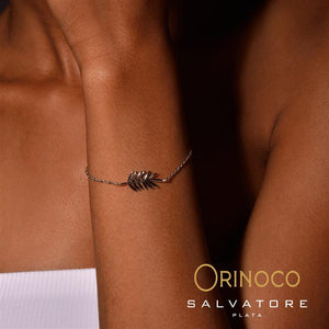BRACELET SILVER 925 RHODIUM LEAF CYCA