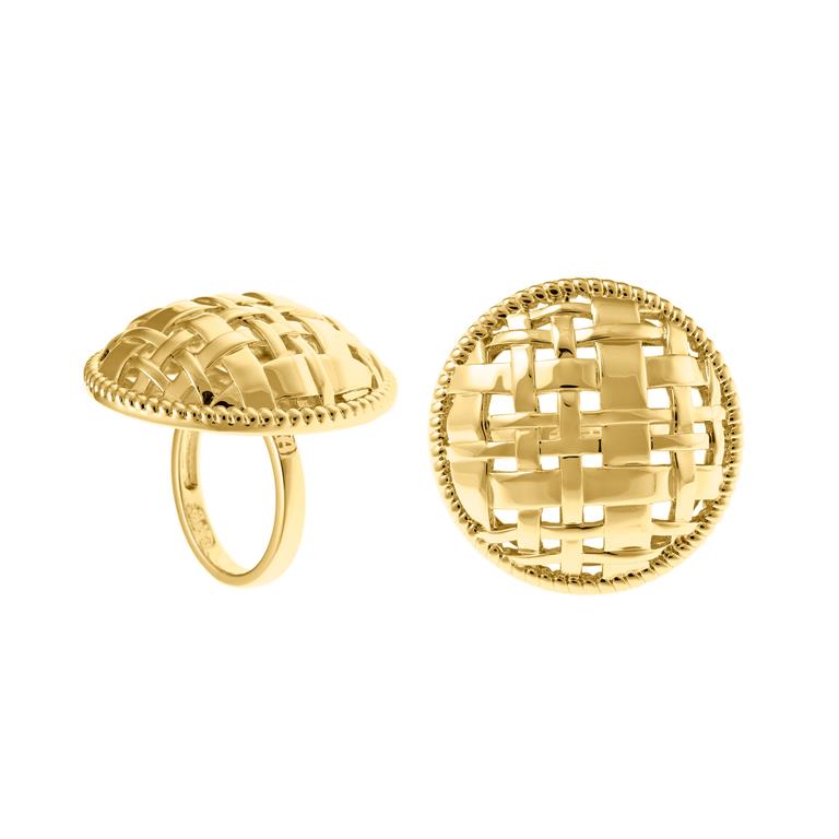 RING METAL PLATED GOLD CIRCLE SQUARES MADRAS