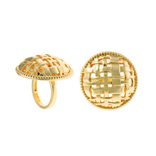 تحميل الصورة إلى عارض المعرض، RING METAL PLATED GOLD CIRCLE SQUARES MADRAS
