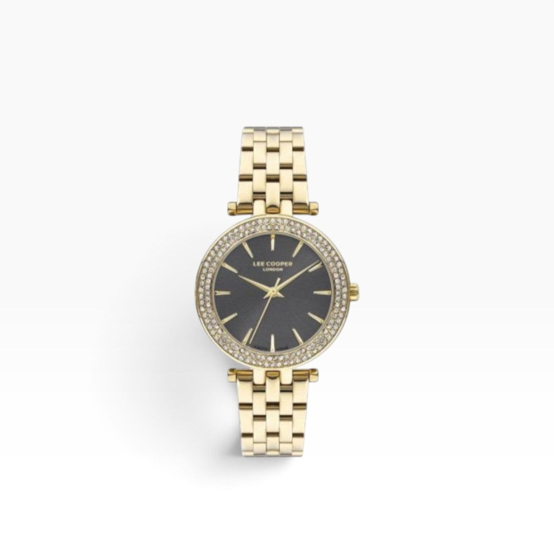Lee Cooper London | Charcoal Sunray Crystal-Set All-Gold Women's Watch — 34mm