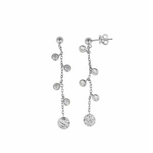 EARRING SILVER 925 RHODIUM CHAIN CHATON CZ