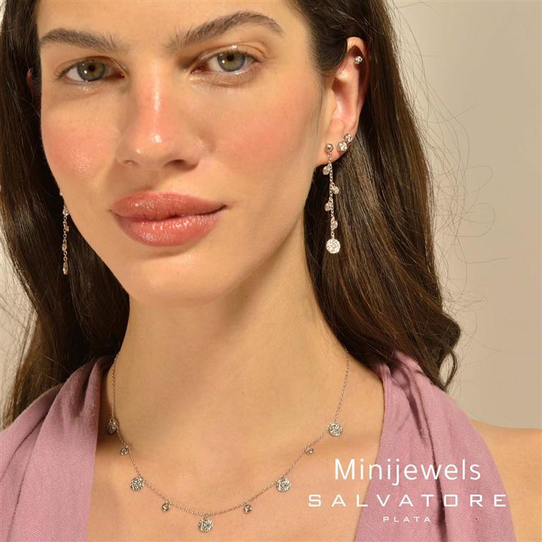 EARRING SILVER 925 RHODIUM CHAIN CHATON CZ