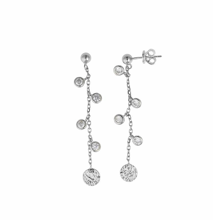 EARRING SILVER 925 RHODIUM CHAIN CHATON CZ