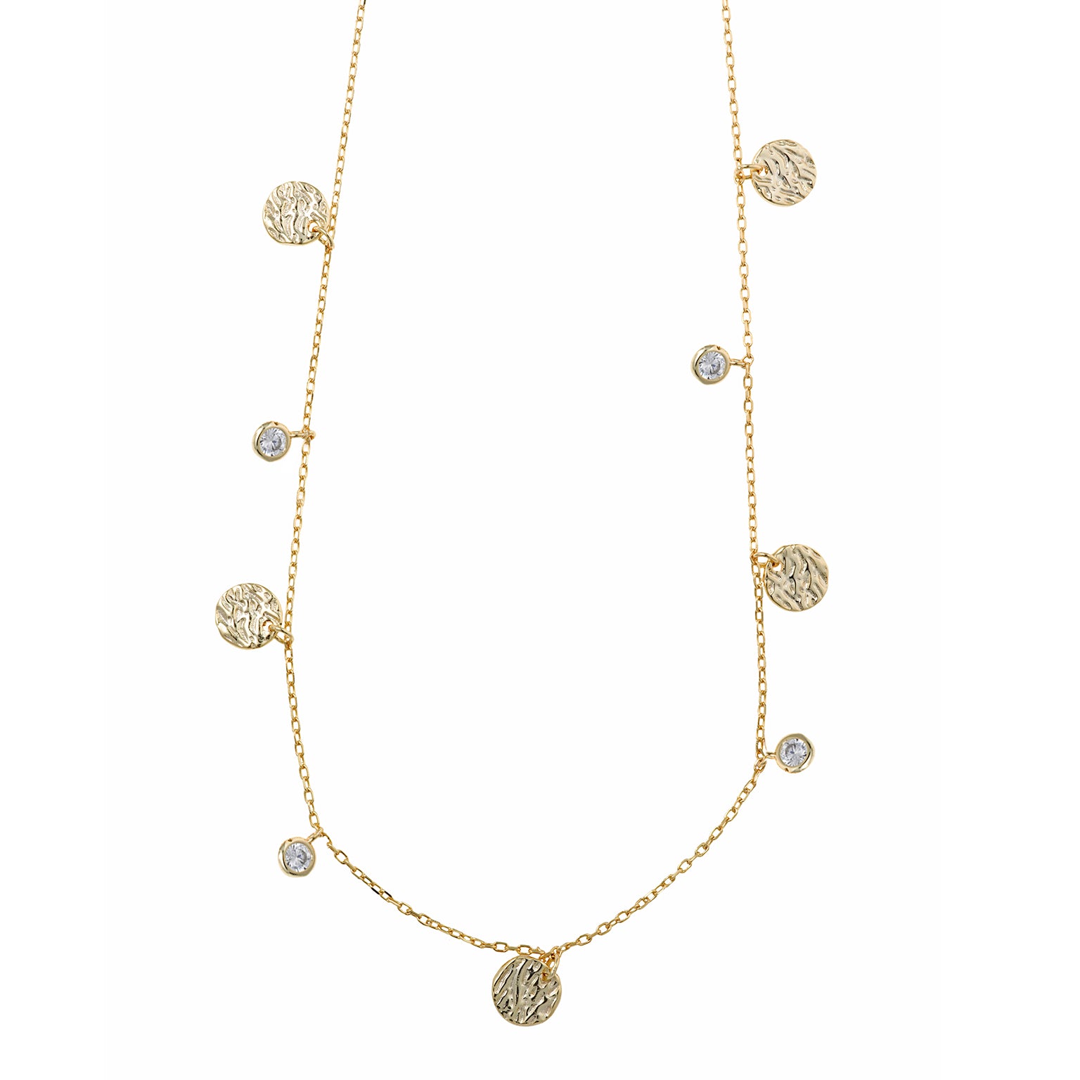 NECKLACE SILVER 925 PLATED GOLD CHATON CZ