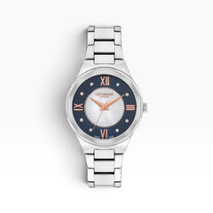 Lee Cooper London | Navy & White Mother-of-Pearl Crystal Silver Watch — 32mm