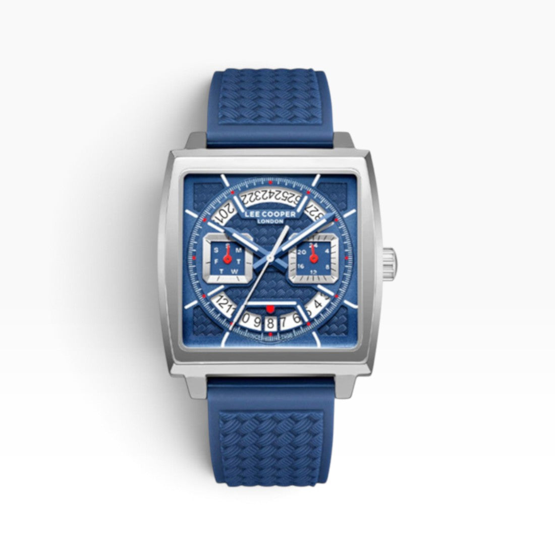 Lee Cooper London | Navy Blue Multifunction Square Silver Watch — 39mm