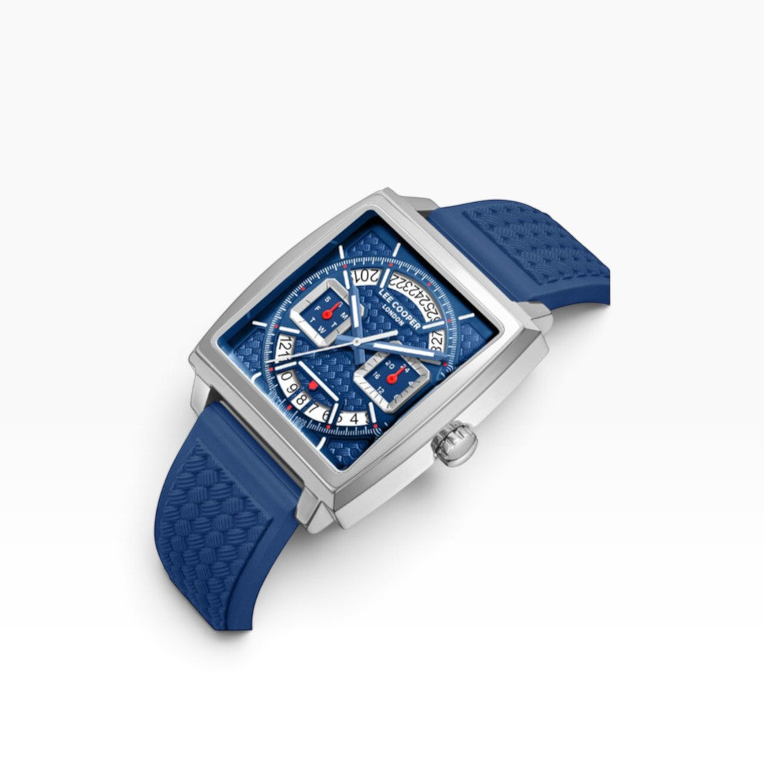 Lee Cooper London | Navy Blue Multifunction Square Silver Watch — 39mm