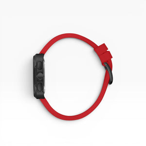 Lee Cooper London | Black Chronograph Square Case Red Silicone Watch — 40mm