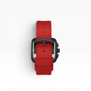 Lee Cooper London | Black Chronograph Square Case Red Silicone Watch — 40mm