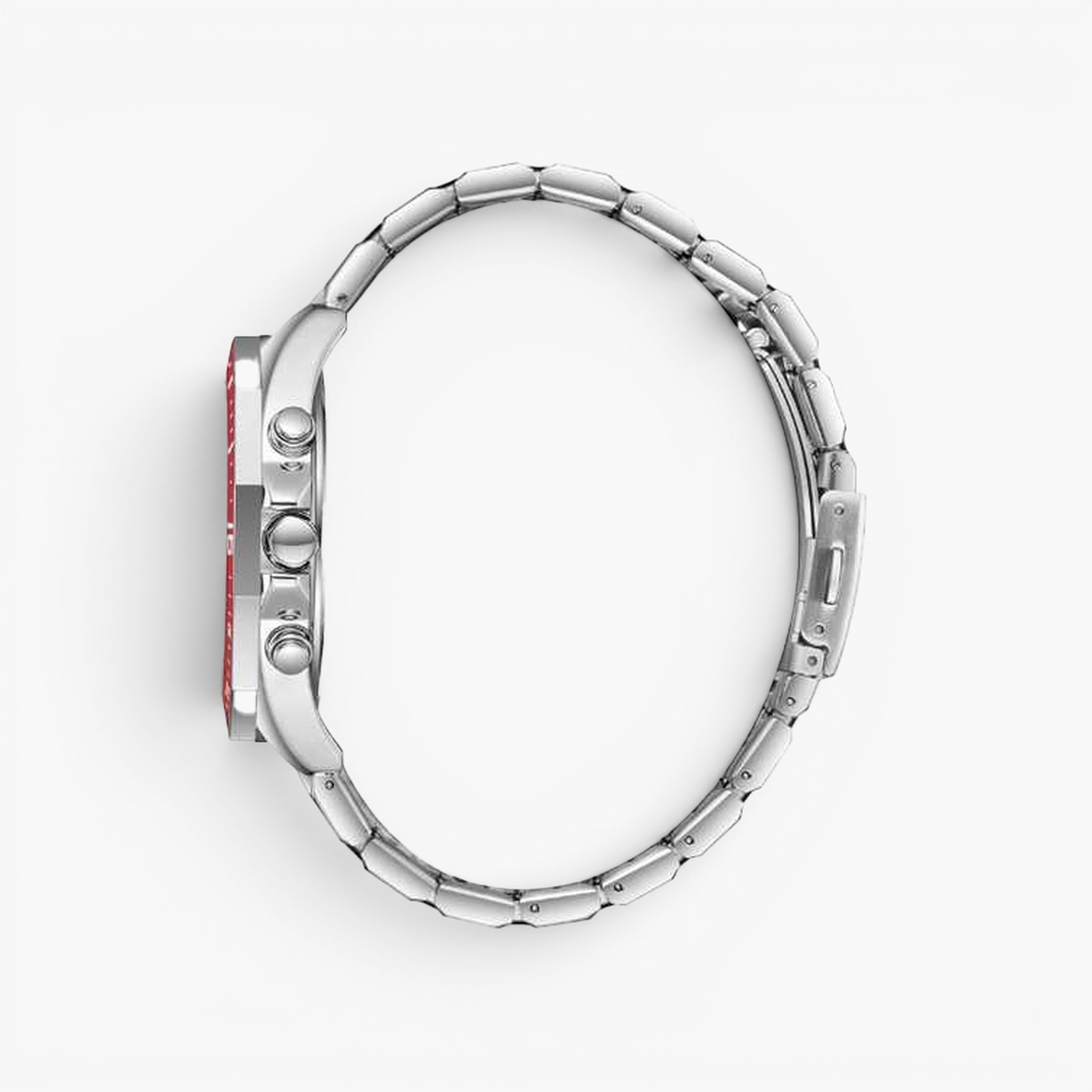Lee Cooper London | Red Chronograph Octagonal Silver Watch — 45mm
