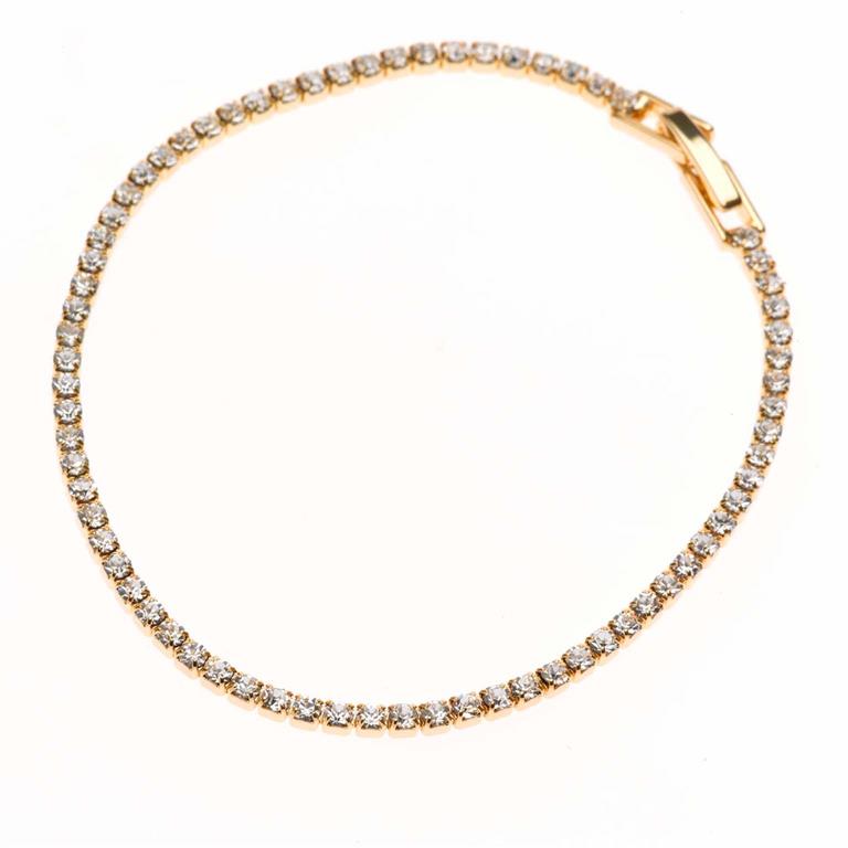 BRACELET METAL PLATED GOLD RIVIER CRYSTAL CZECH