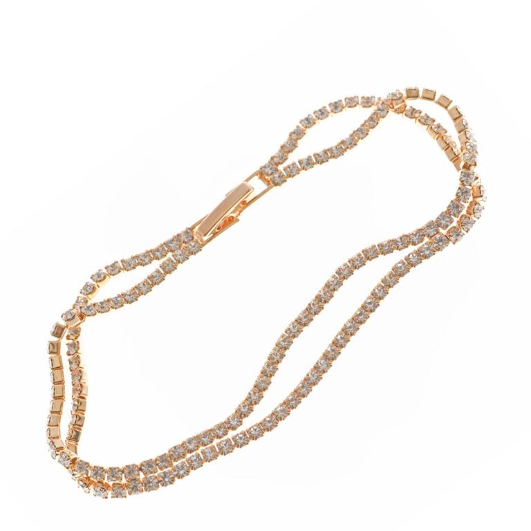 BRACELET METAL PLATED ROSE GOLD RIVIER CRYSTAL