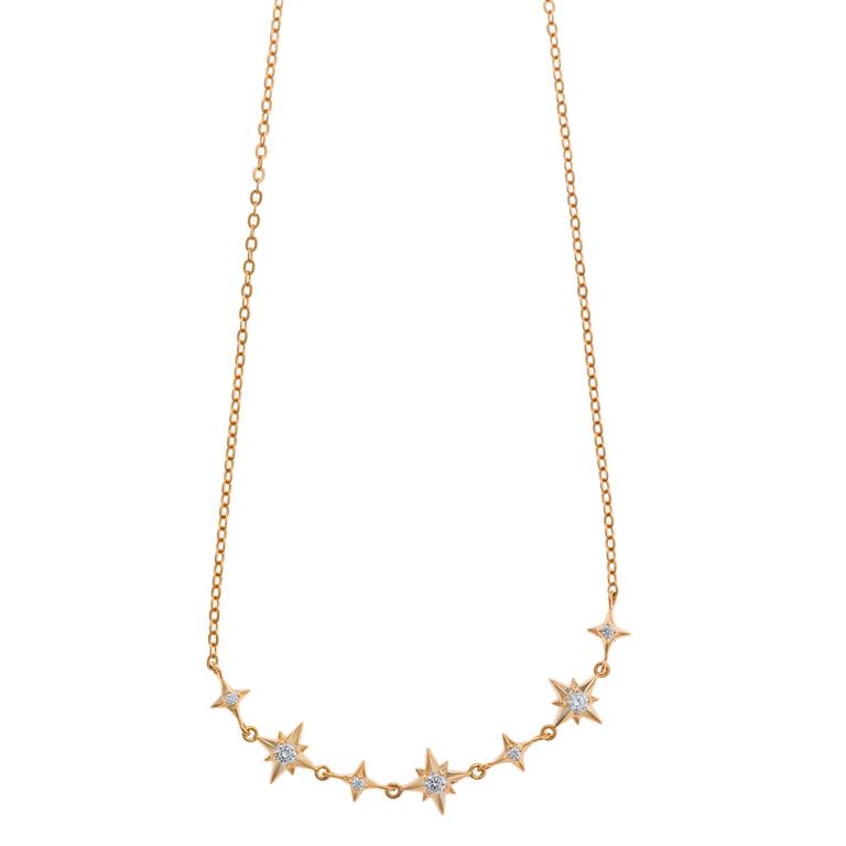 NECKLACE SILVER 925 PLATED GOLD STARS POLARS