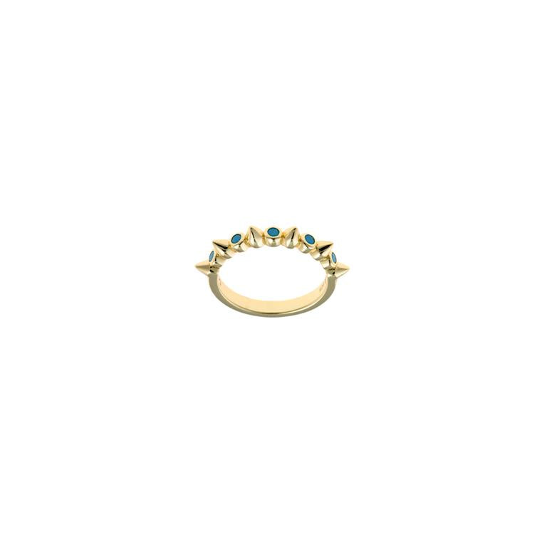 RING SILVER 925 PLATED GOLD SPIKE CHATON