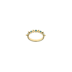 RING SILVER 925 PLATED GOLD SPIKE CHATON