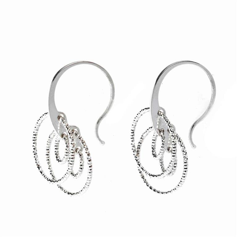 EARRING SILVER 925 RHODIUM HOOP DIAMANTED HOOK